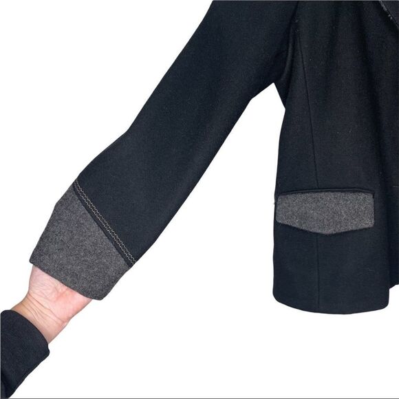 Vintage Mid-West Garment Co Women's Black, Grey Wool Leather Trim Western Blazer - Picture 6 of 8